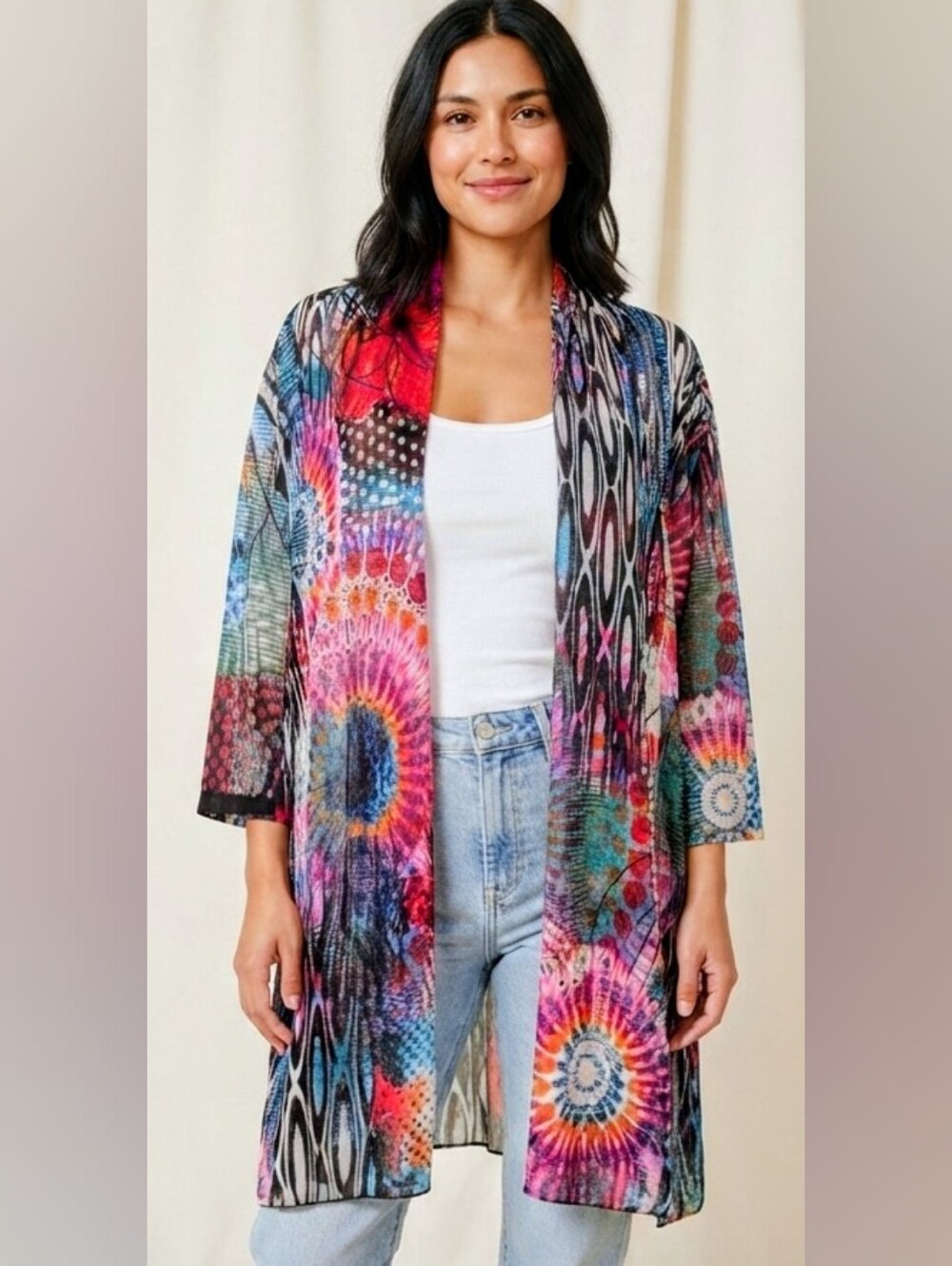 🌈 NWOT Creation Abstract Print Open Front Kimono / Cardigan 🌈